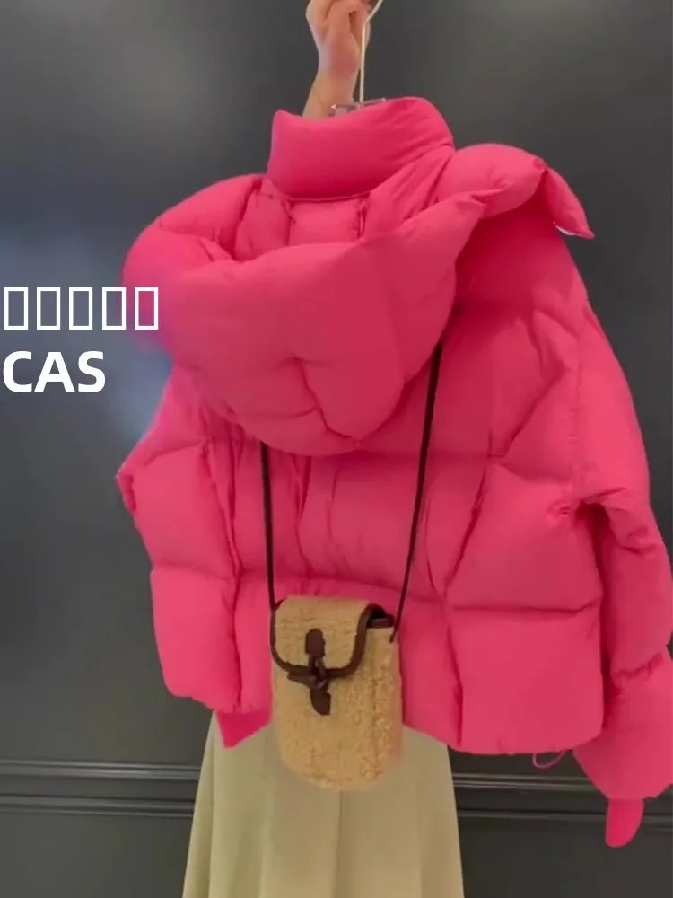 Sli ort Puffer Jaet Women's Fuchsia Pink 2025 New Winter Thi Outerwear Commute Sle Regular Fit White Du down