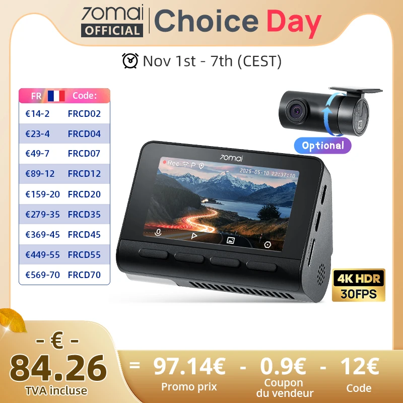 70mai 4K Dash Cam A800SE Version améliorée de 70mai A800S commande vocale Supercapatior GPS ADAS voiture DVR 70mai A800SE UHD Wifi 6