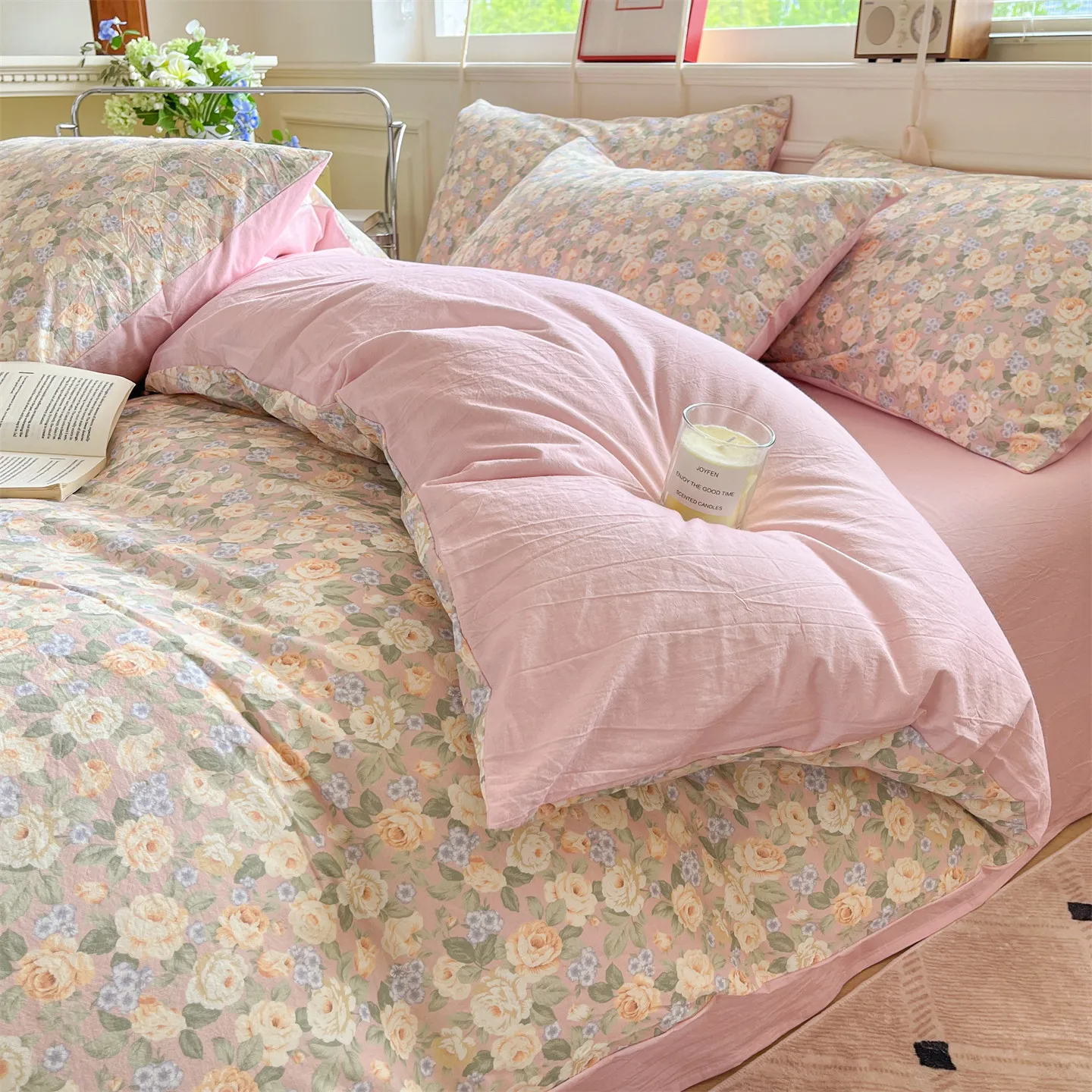 

Pure Cotton Floral Bed Linens Bedding Set Four Piece Bed Sheet Set Comforter Set Single Double Bed Quilt Cover Rural Style 2025