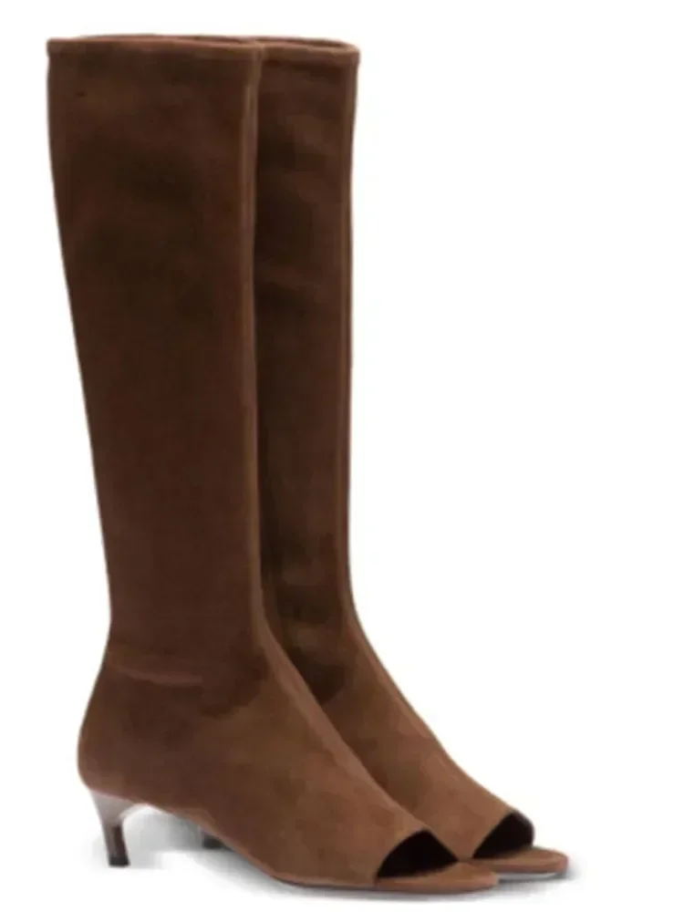Ladies' Spring and Summer New Slim Heel Pinch Toe Knee Length Cool Boots, Fashionable Side Zipper Mid Length Women's Boots image 3