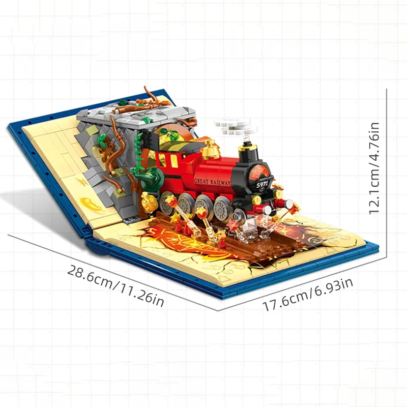 LED Magic Train Building Blocks Puzzle Toys Locomotive Station MOC Bricks Books Movie 3D Model Children Adult Birthday Gifts DIY