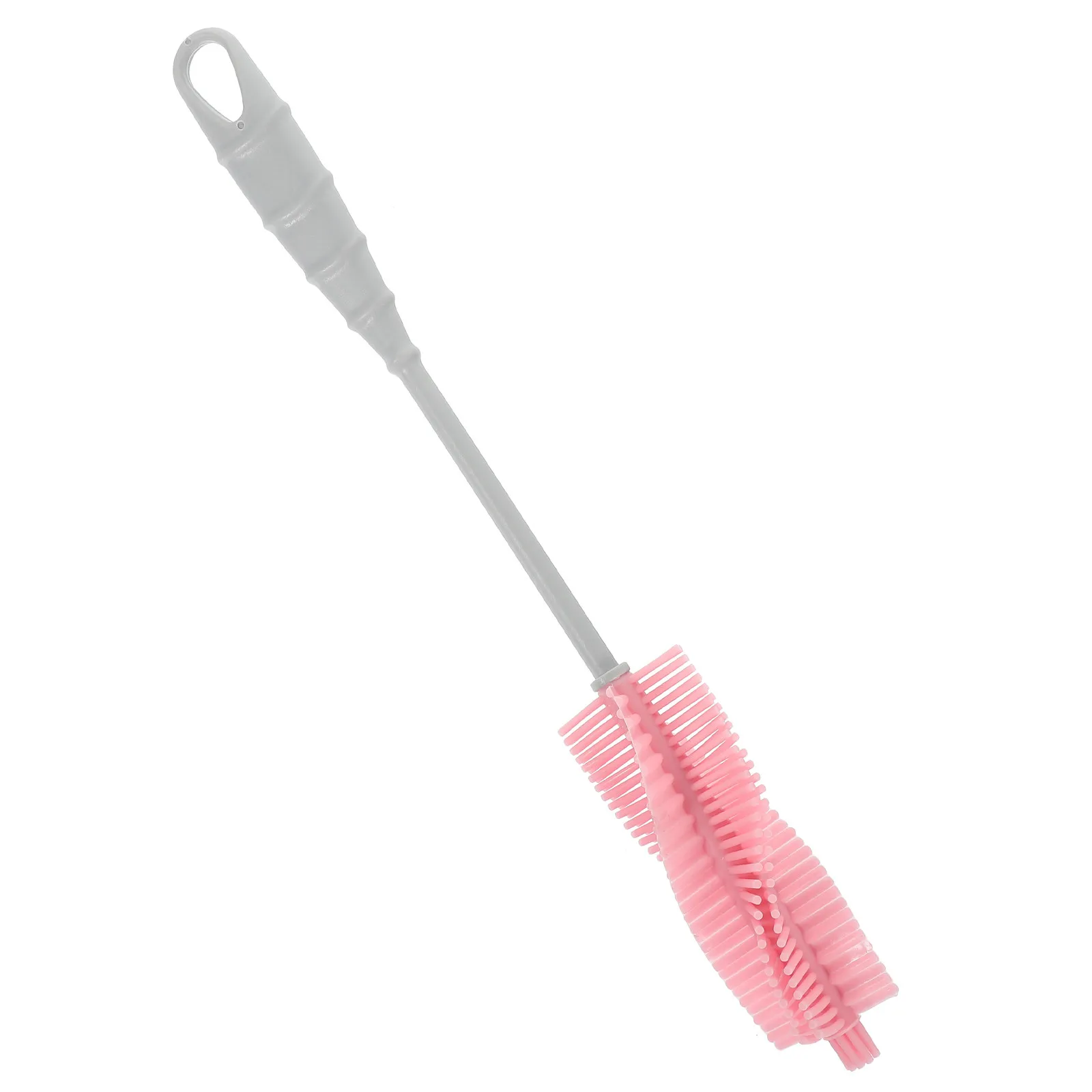 

Pink Silicone Bottle Brush with Long Handle Cup Glassware Cleaner Hard to Reach Areas Scrubber Feeding Bottle Brush