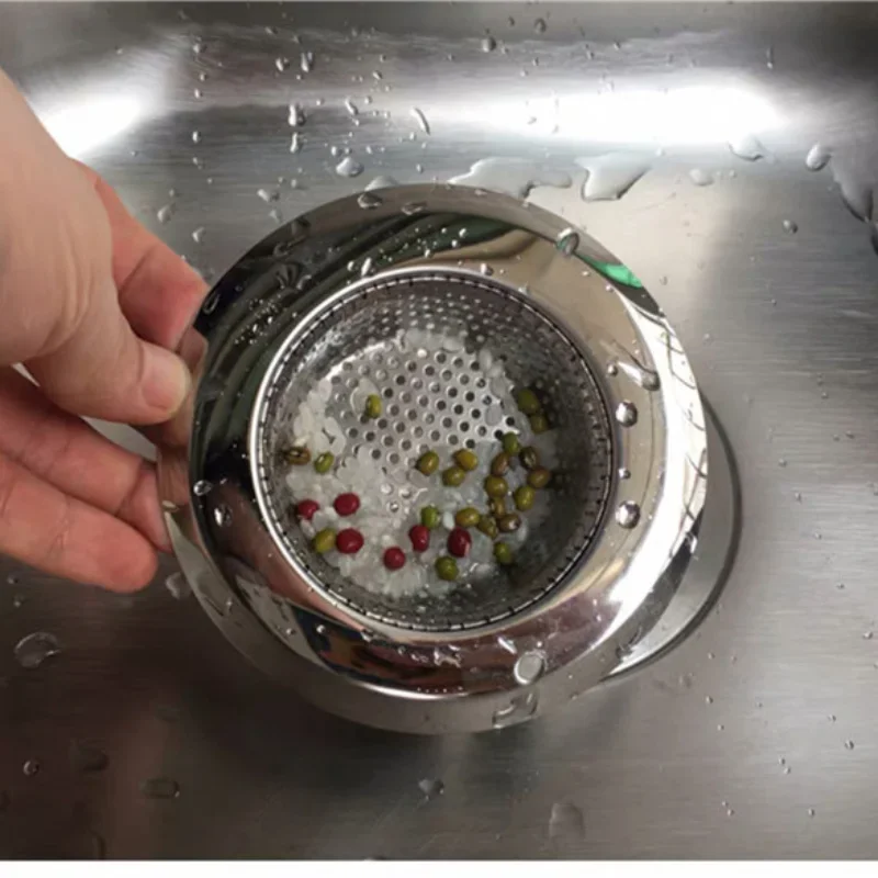 Filtro de fregadero de cocina, tapón de extensión de pelo de bañera de acero inoxidable, orificio de drenaje de ducha, embudo de acero inoxidable
