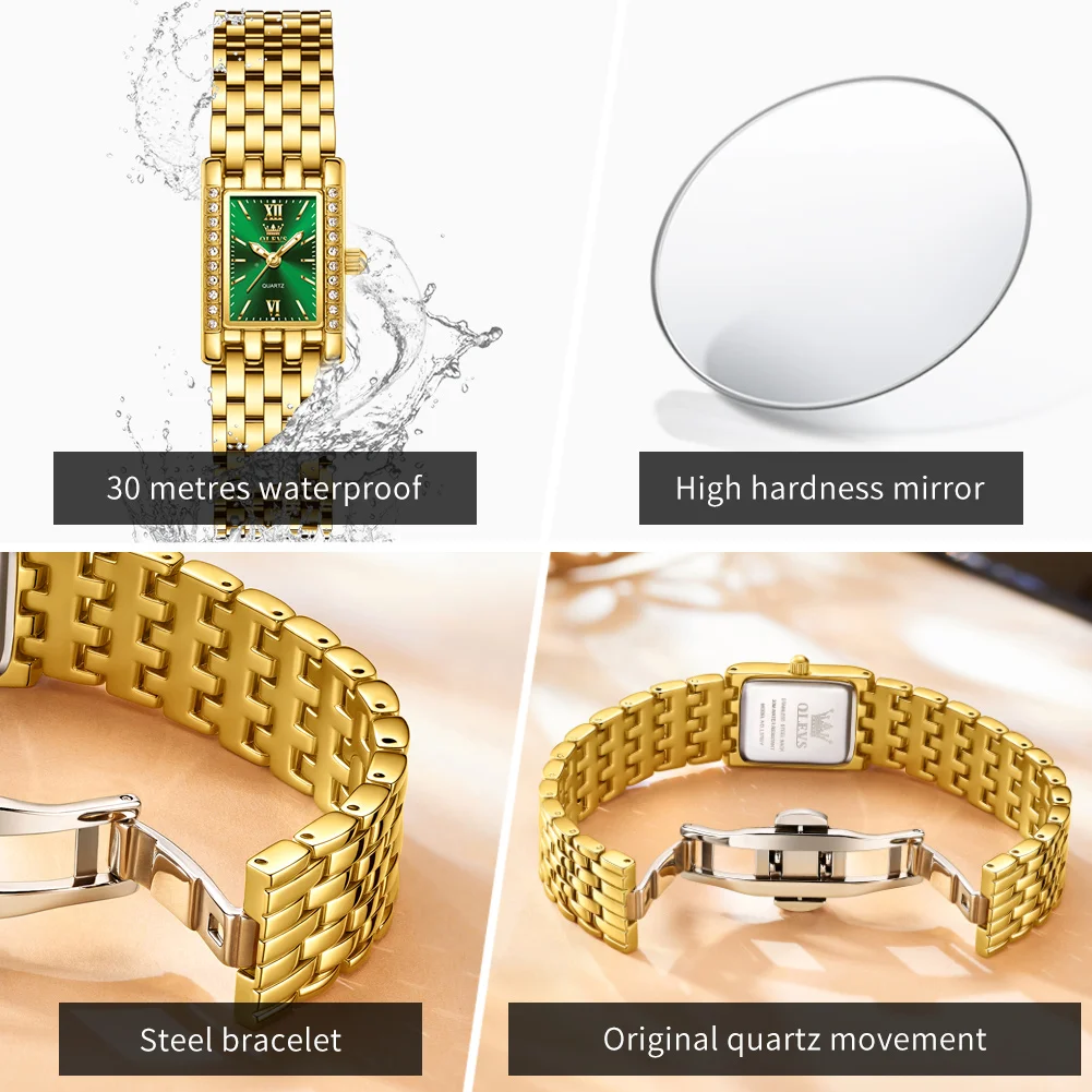 OLEVS Woman Watches 3700 Elegant Original Luxury Brand Square Quartz Watch Waterproof Luminous Ladies Watch Gift Reloj Mujer