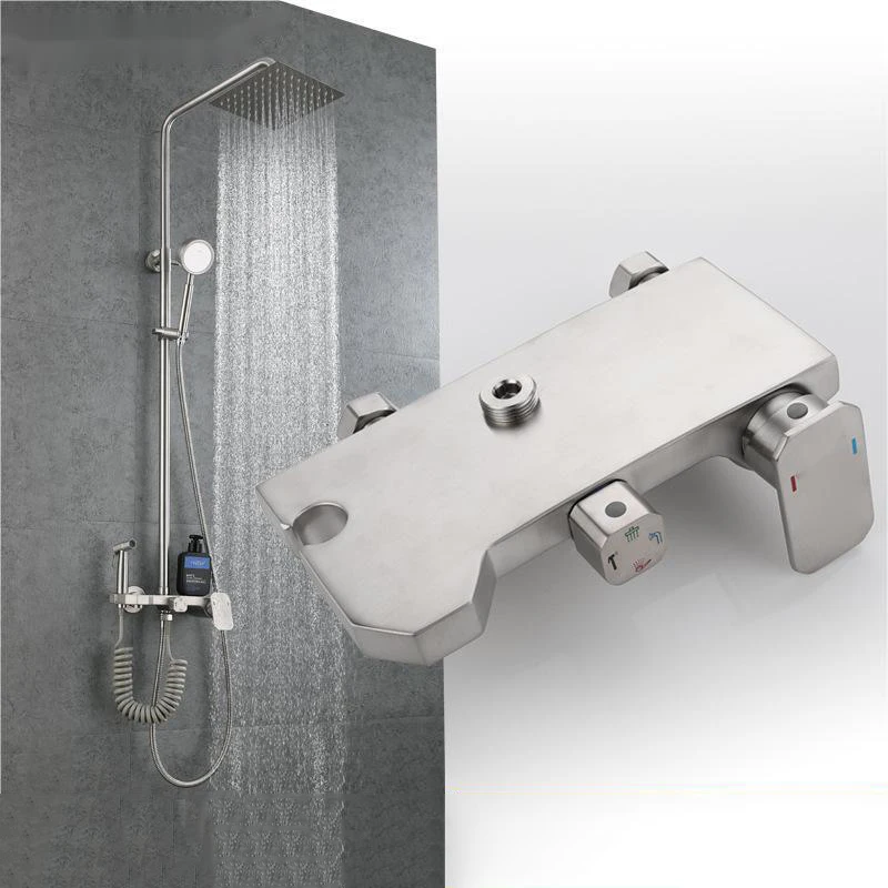 Conjunto de Chuveiro de Banheiro em 304 Torneira do Chuveiro Doméstico Banheira de Parede Coluna de Chuveiro de Chuva Torneira de Bidé Aço Inoxidável