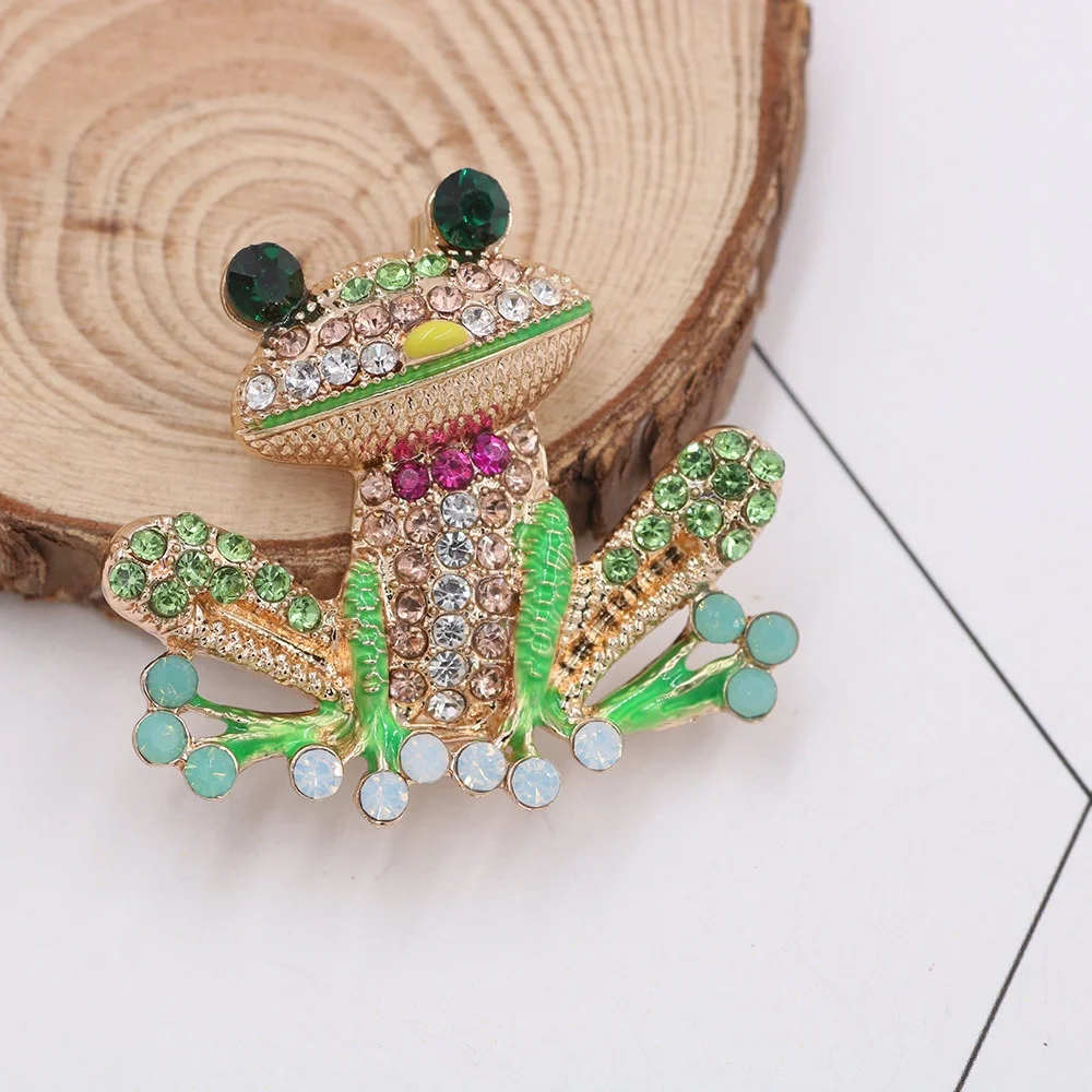 Brooch Frog Pins Women Men Jewelry Costume Enamel Rhinestone Colorful