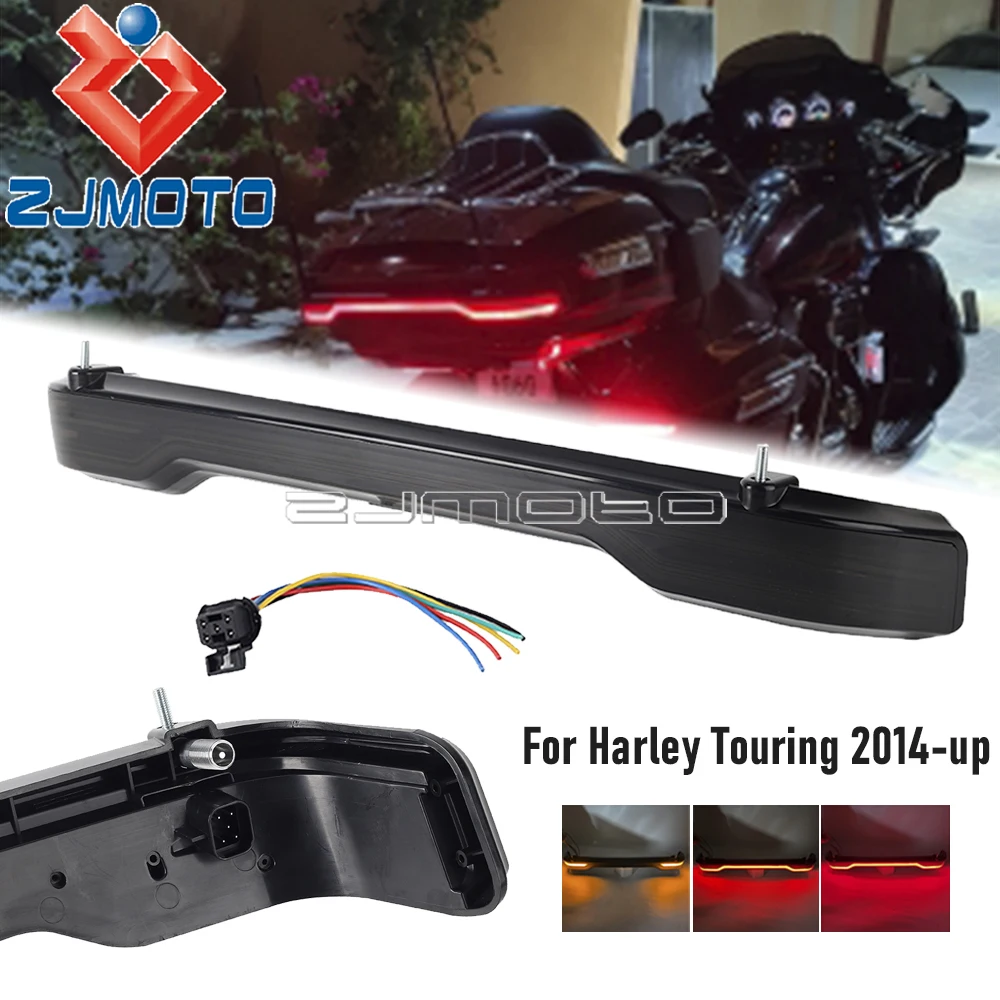 

Tour Pack Brake Turn Signals Trunk Light For Harley Touring Electra Tri Road Glide Ultra Limited FLTRU 2014+ Smoke LED Taillight