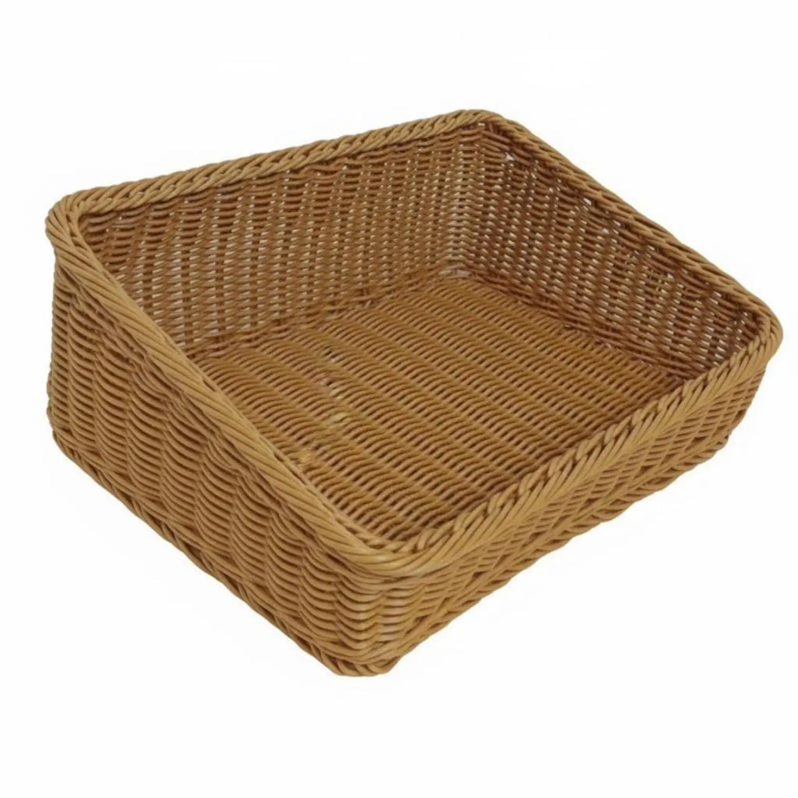Plastic Woven Storage Basket Angled Display Organizer for Fruits Vegetables Bread Bakery Home Toy Sorting