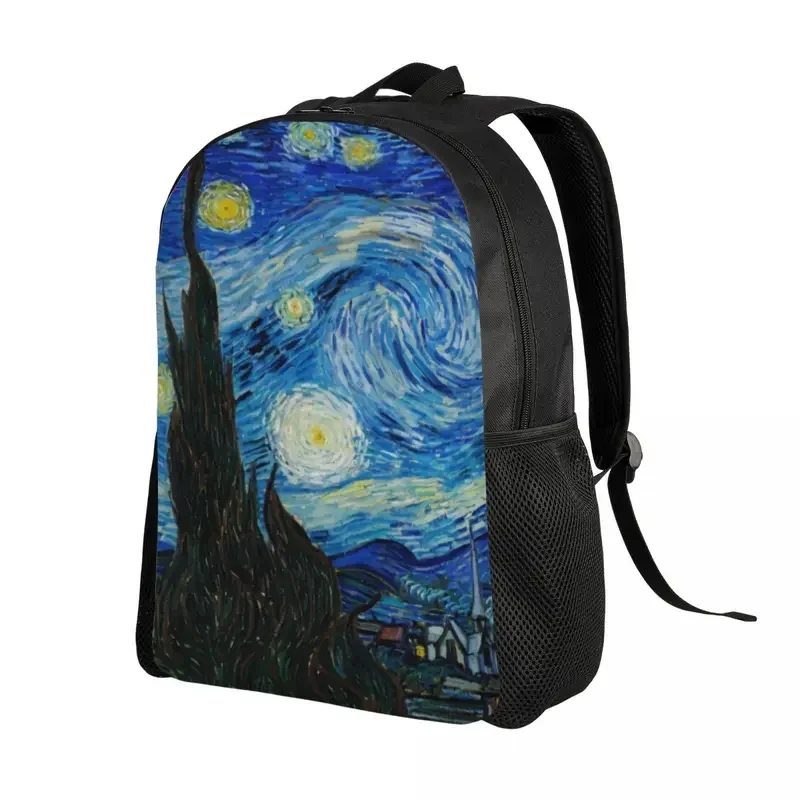 Maßge schneiderte Vincent van Gogh Sternennacht Laptop Rucksack Frauen Männer Bücher tasche für School College Student Ölgemälde Kunst Taschen