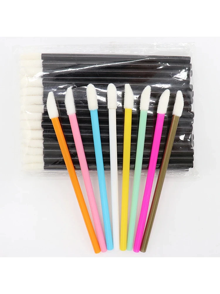 Einweg-50 Stück Lippenpinsel Lippenstift Lip glänzend Wimpern Wimpernverlängerung Mascara Wands Applikatoren Reiniger Makeups Werkzeuge Kosmetik