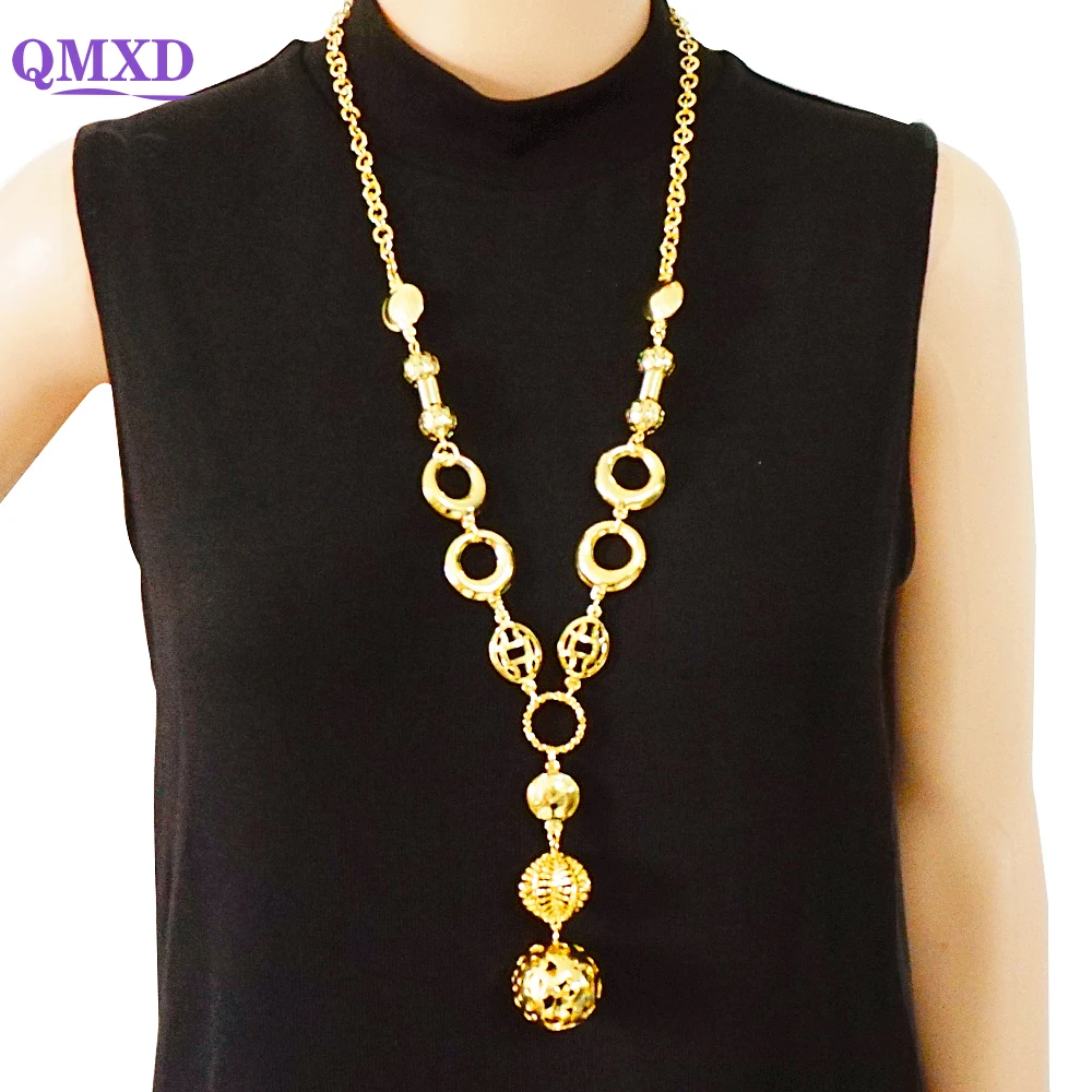 

Fashion Gold Color Round Star Coin Necklace For Women Long Pendants Necklaces Geometric Vintage Jewelry