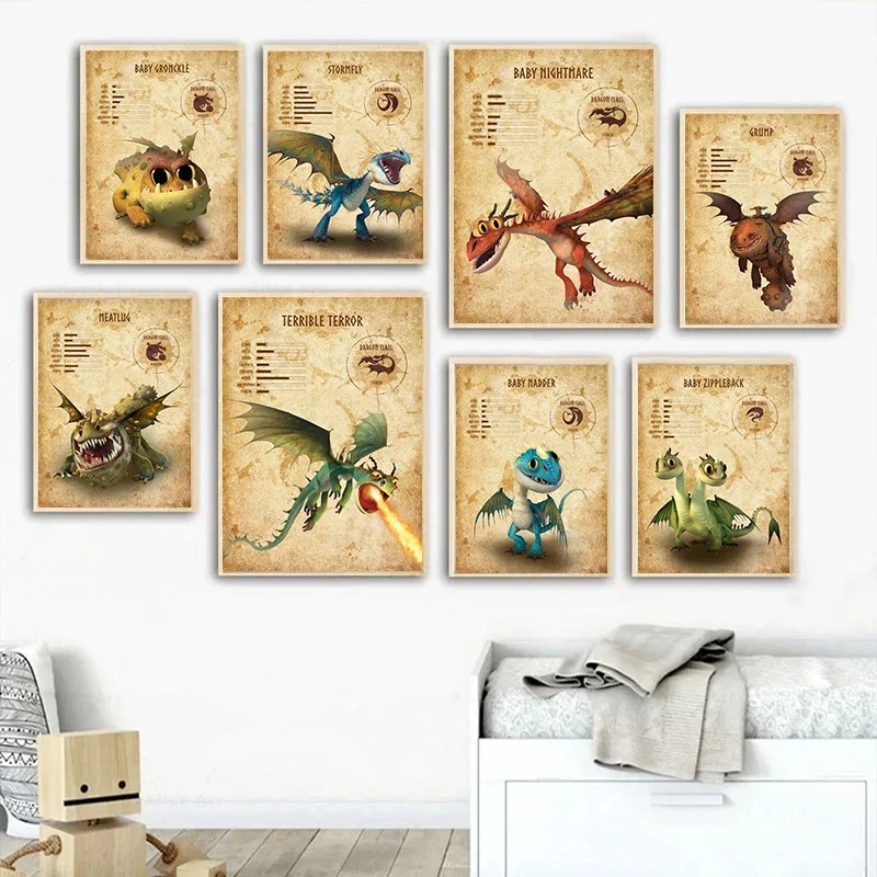 خمر التنين أنواع الرعب الرهيب همس الموت غرفتة المشارك طباعة حائط لوح رسم الفن صور ديكور غرفة المنزل #2