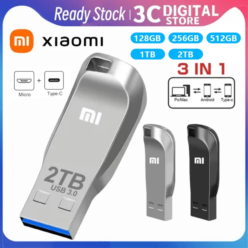 Xiaomi 2TB Pen Drive USB Flash Drive USB 3.0 Super High Speed Transfer Metal U Disk Type C Memory Waterproof Disk SSD U PenDrive
