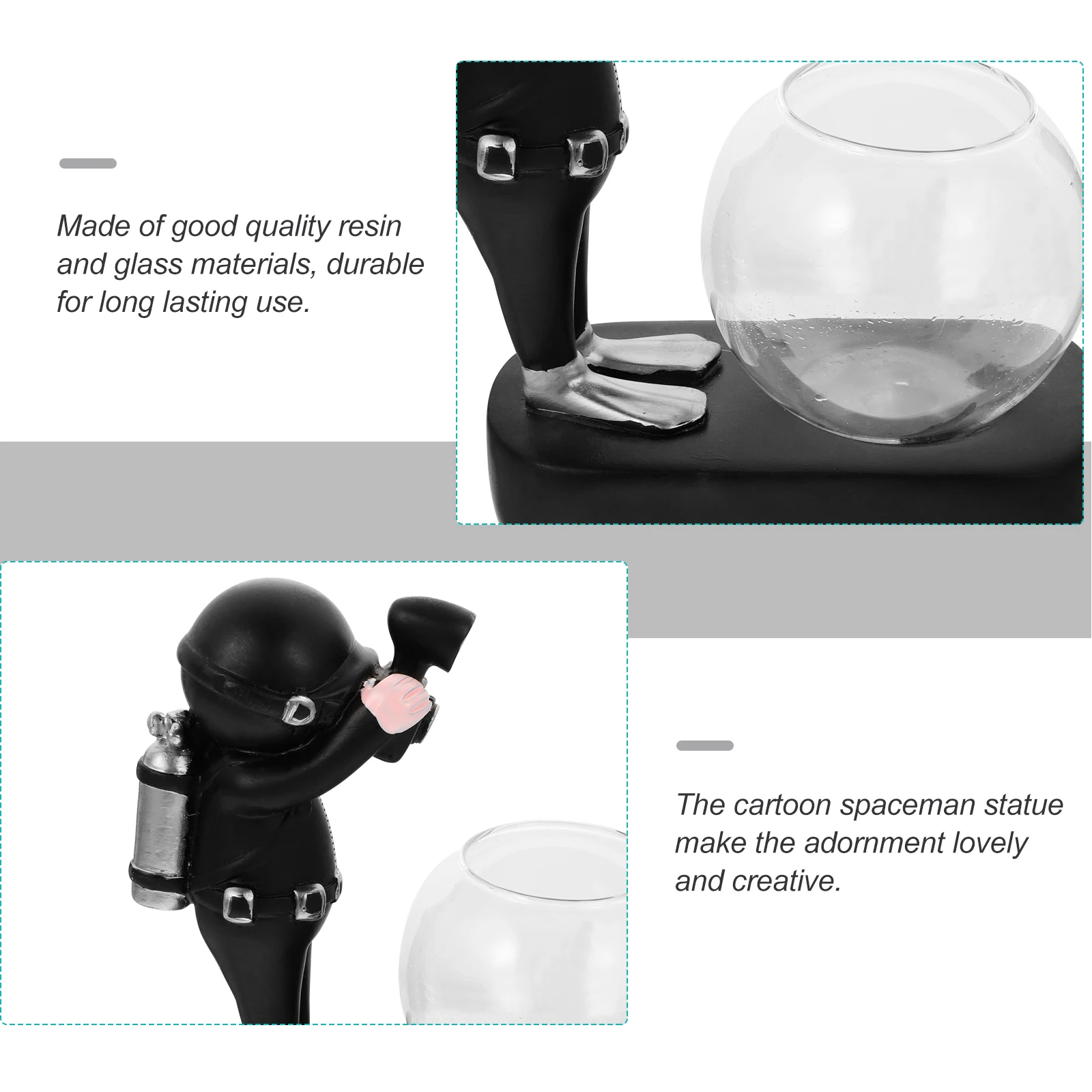 

Astronaut Hydroponic Vase Home Decor Statue Plant Pot Fish Tank Adornment Resin Craft Glass Office Study Hotel nament