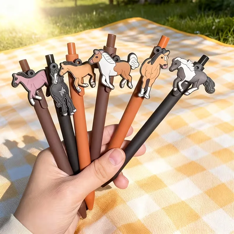 8 Stück Kugelschreiber mit Pferdemotiv, zufälliger Stil (2 Stifte + 6 Stiftminen), Geschenkstifte für Schüler zum Schreiben. – Detail 2