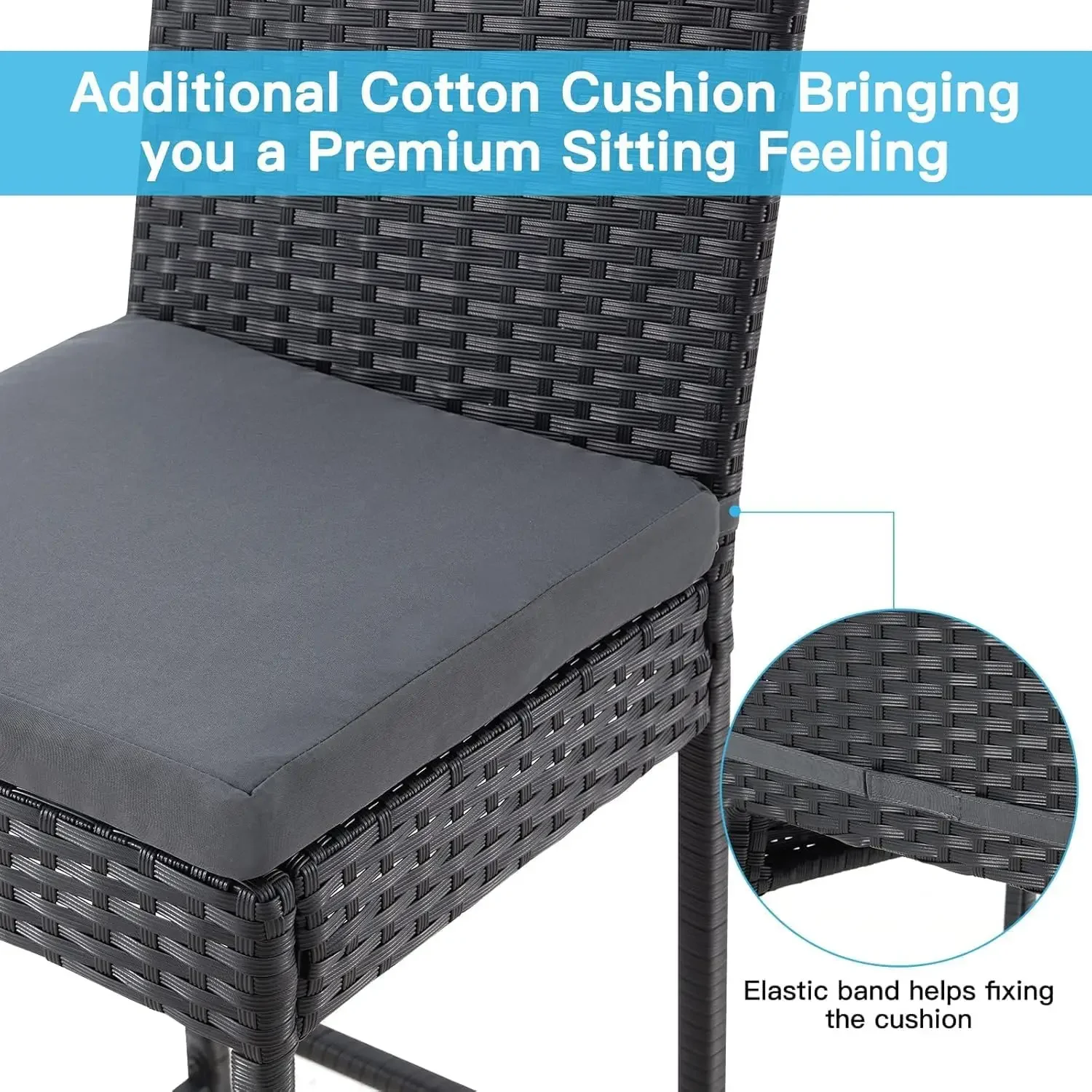 [عرض لفترة محدودة، اشترِ الآن! ]مقاعد بار خارجية، ومقاعد فناء منسوجة من الخيزران وكراسي بار للفناء مع وسادة مقعد وأقدام مريحة