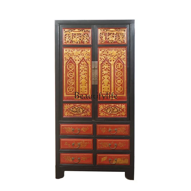 

FG17Ming and Qing antique old furniture solid wood locker storage paint