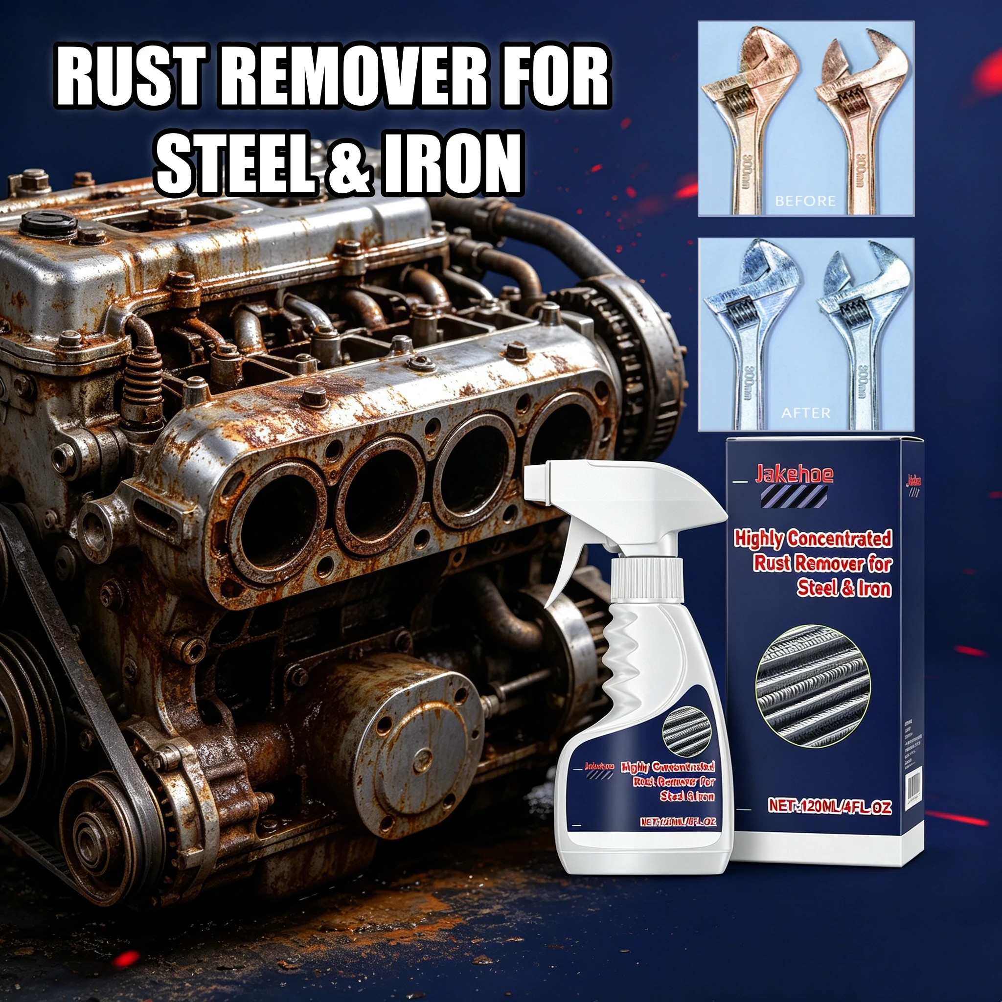 Powerful Rust Remover Spray Highly Concentrated Rust Dissolve Quick Deruster Metal Surface Repair Multi-Purpose Anti-Rust Spray