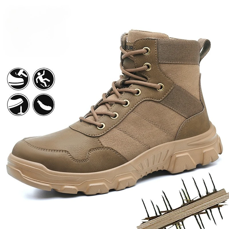 

Men's Safety Shoes Labor Protection Steel Toe Sneakers Men Boots High Top Work Sneakers Anti-smash Puncture-Proof Work Boots