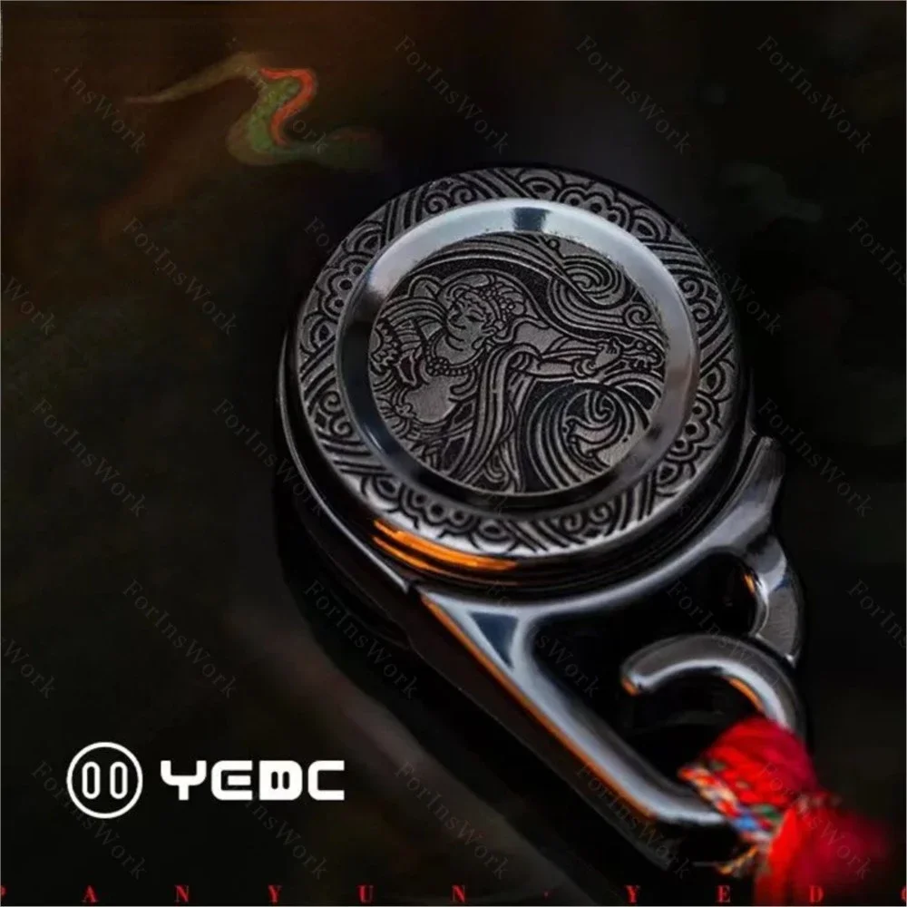 

YEDC Zirconium Haptic Coin Ratchet Coins Dunhuang Co-branded Decompression Toys Metal Play EDC Toys Black Technology