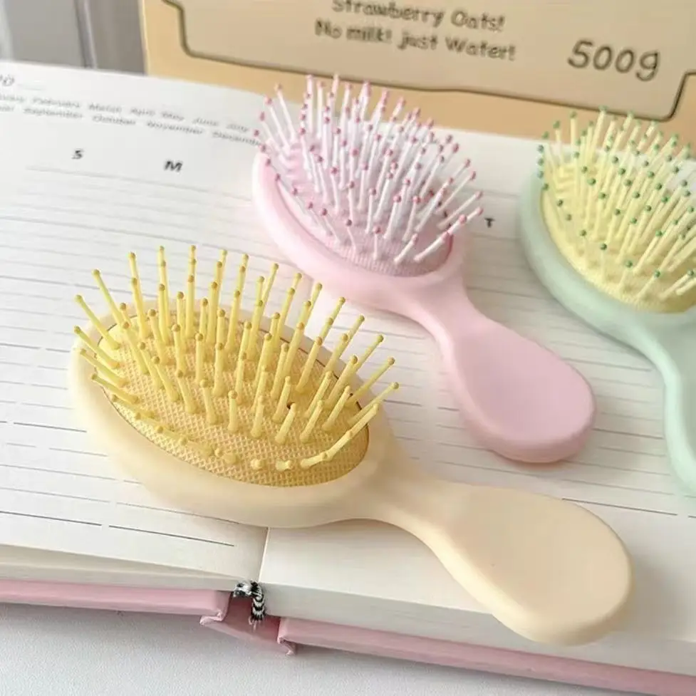 미니 마카롱 에어 쿠션 헤어 브러시 컴팩트 휴대용 여행 친화적 마사지 빗 가정용 살롱 스타일링