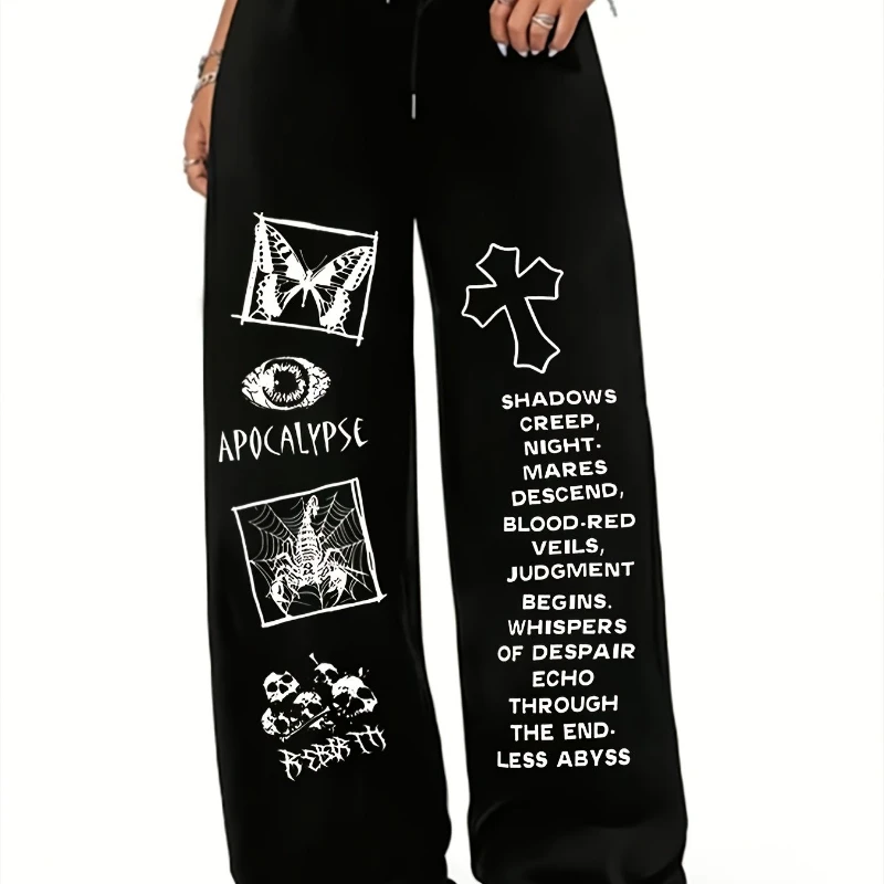 

Мужские спортивные штаны в готическом стиле с принтом Y2K в американском стиле хип-хоп, осенние новые мужские и женские повседневные спортивные штаны для пар