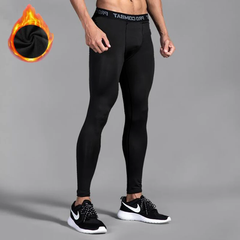 New Men's Pro Basketball Football Running Sports Fitness Training Leggings High Stretch Bottoming Autumn Winter Fleece Trousers