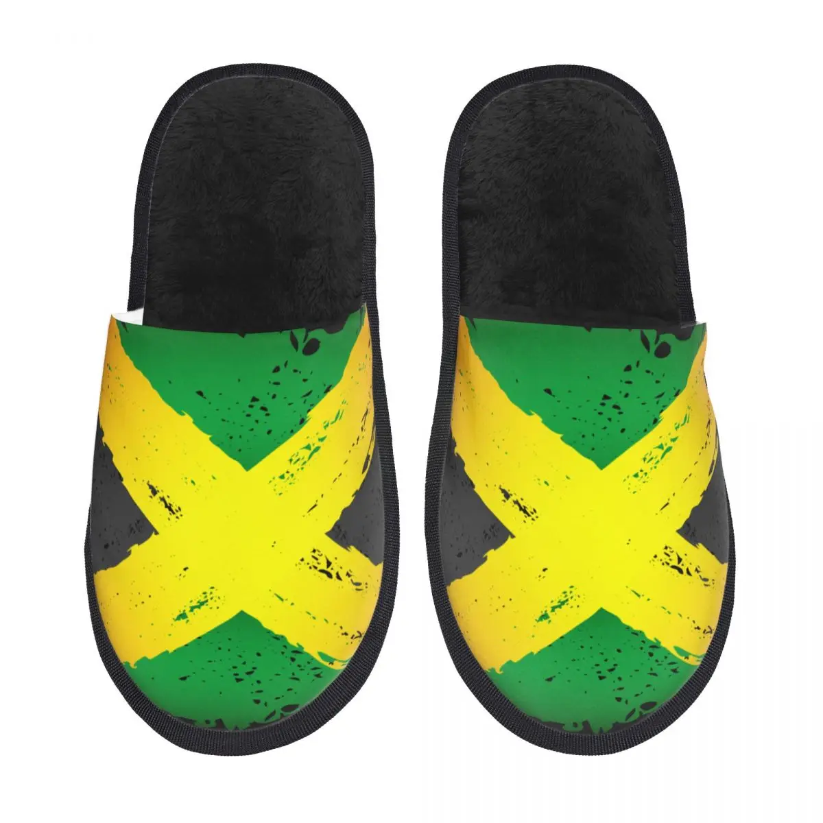 Zapatillas de casa con bandera de Jamaica para interiores, pantuflas de felpa cálidas para invierno, pantuflas suaves y esponjosas para el hogar a la moda