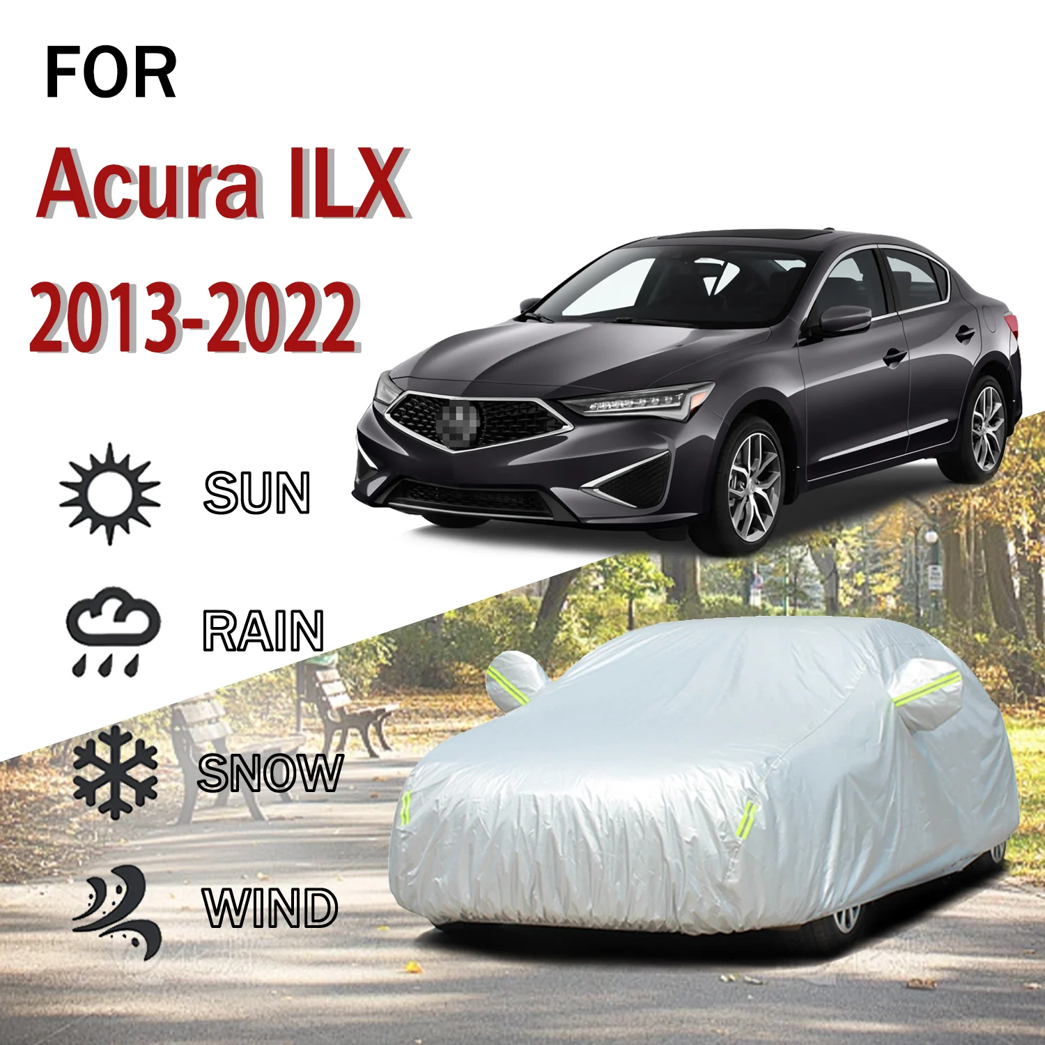 

For Acura ILX 2013-2022 Outdoor Protection Full 190T Car Covers Snow Cover Sunshade Dustproof Cover Car Exterior Accessories