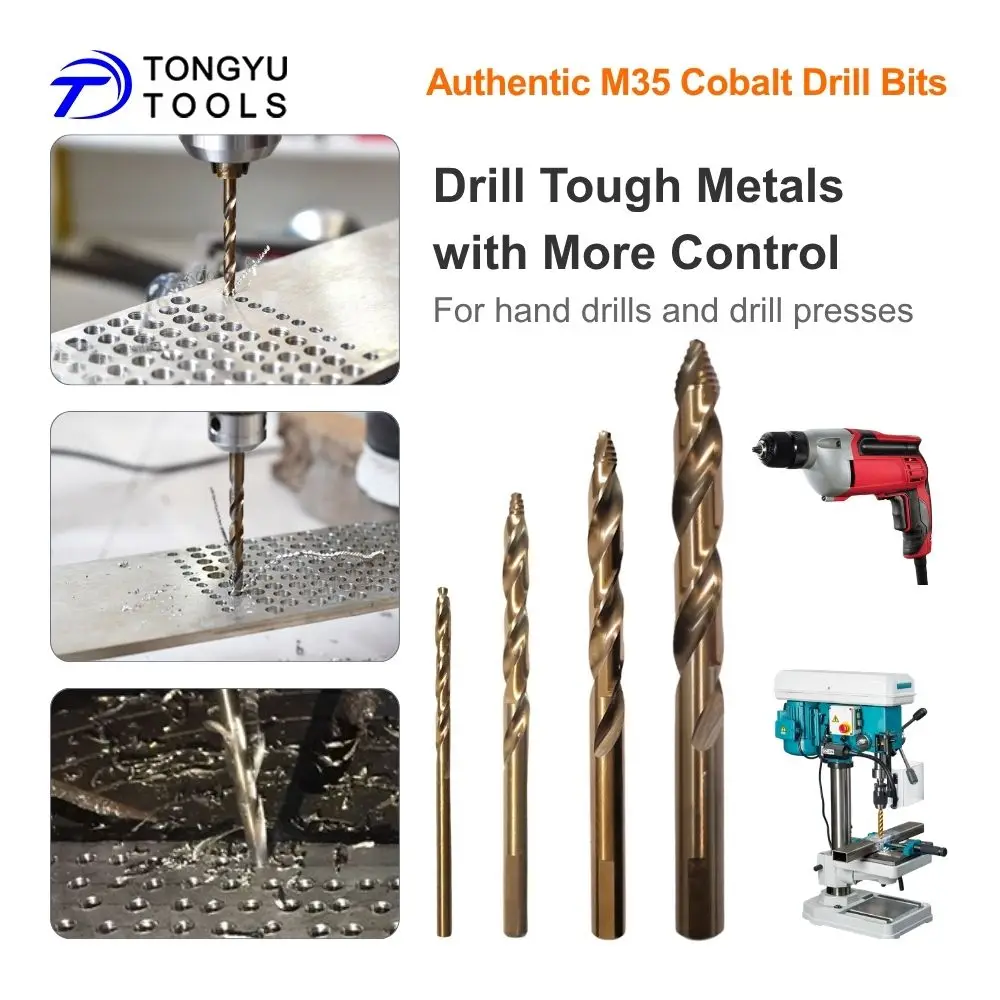 M35 Kobalt-Bohrerset HSS Co 5% DIN338 Spiralbohrer für Edelstahl, Hartmetalle, Gusseisen, Stufenbohrer mit 3-Flächen-Schaft – Detail 5