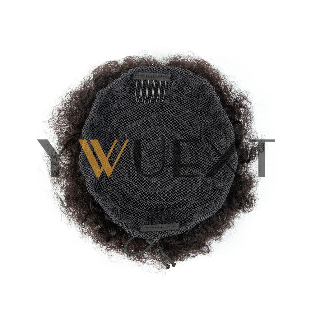 Afro Kinky Curly Ponytail Buns Chignon Human Hair Extensions Afro Puff Drawstring Curly Ponytail Remy Human Hair For Black Women image 5