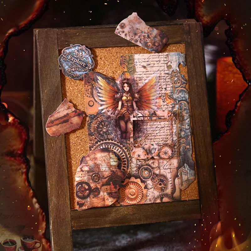 40 pezzi di serie narrativa di cicatrici d'artificio brute confezione di materiali vintage album fai da te collage scrapbook cornice per foto custodia per telefono tablet