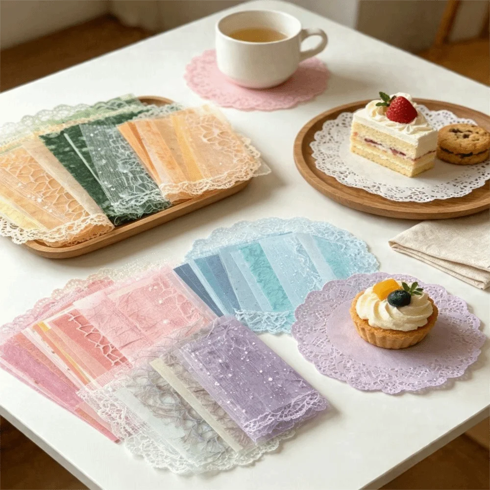 26pcs Scrapbook Supplies Vintage DIY Scrapbooking Paper Mixed DIY Lace Material Paper Retro Handmade Paper DIY Projects