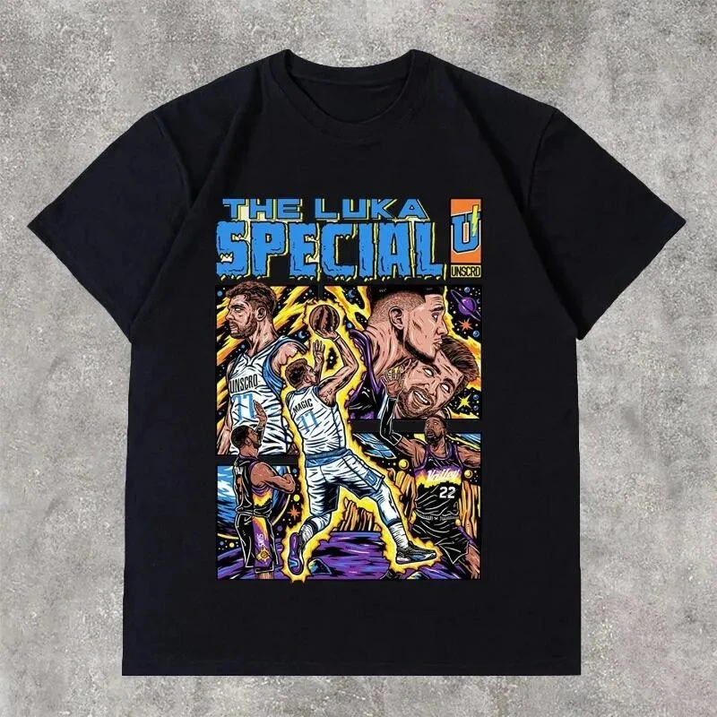 

2025 Basketball Shirt Sports Style Men's T-Shirt Cotton Printed Loose Harajuku T-Shirt Street Hip Hop Top Short Sleeve