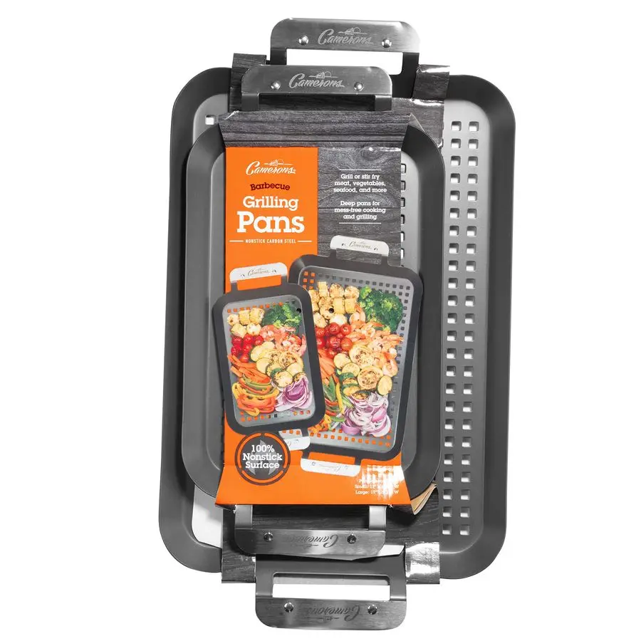 

Набор из 2 антипригарных противней для гриля с ручками из нержавеющей стали для использования в помещении и на улице, для мяса, овощей и многого другого