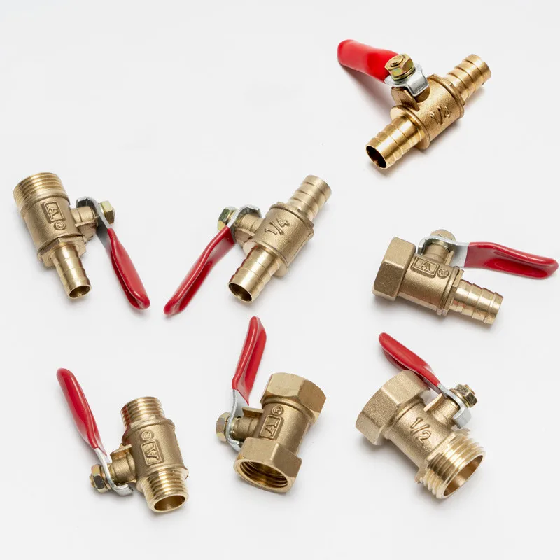 

1/8" 1/4'' 3/8'' 1/2'' Brass small ball valve Female/Male Thread Brass Valve Connector Joint Copper Pipe Fitting Coupler Adapter