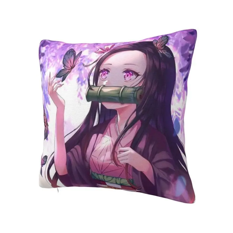 Kimetsu No Yaiba Nezuko Cushion Covers Velvet Demon Slayer Anime Manga Throw Pillow Case for Sofa Car Square Pillowcase Bedroom