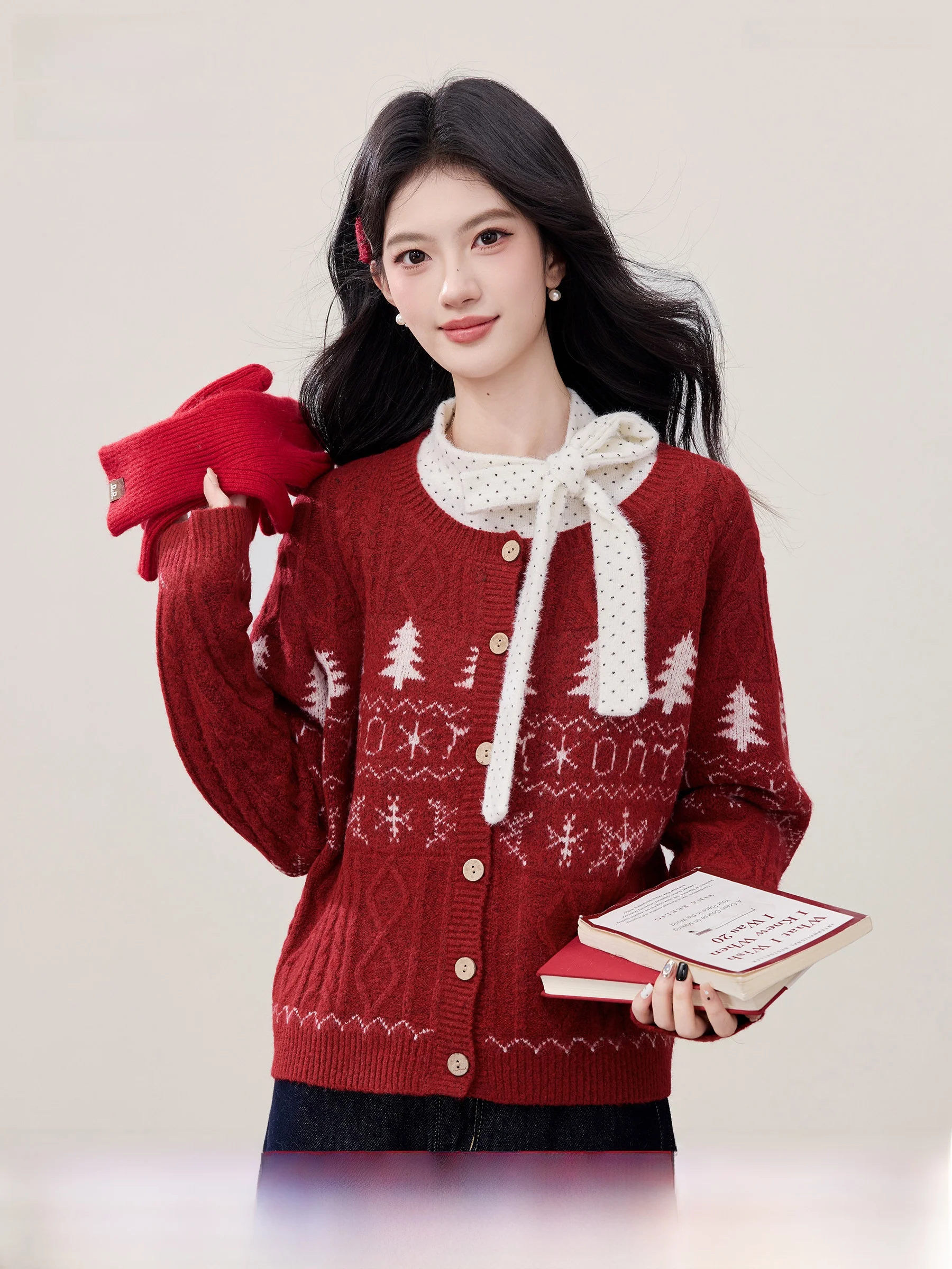 

Warm And Versatile Fairy Island Sweater Cardigan by Lingjiu Loose Fit Women's Style Perfect for Christmas And All Seasons