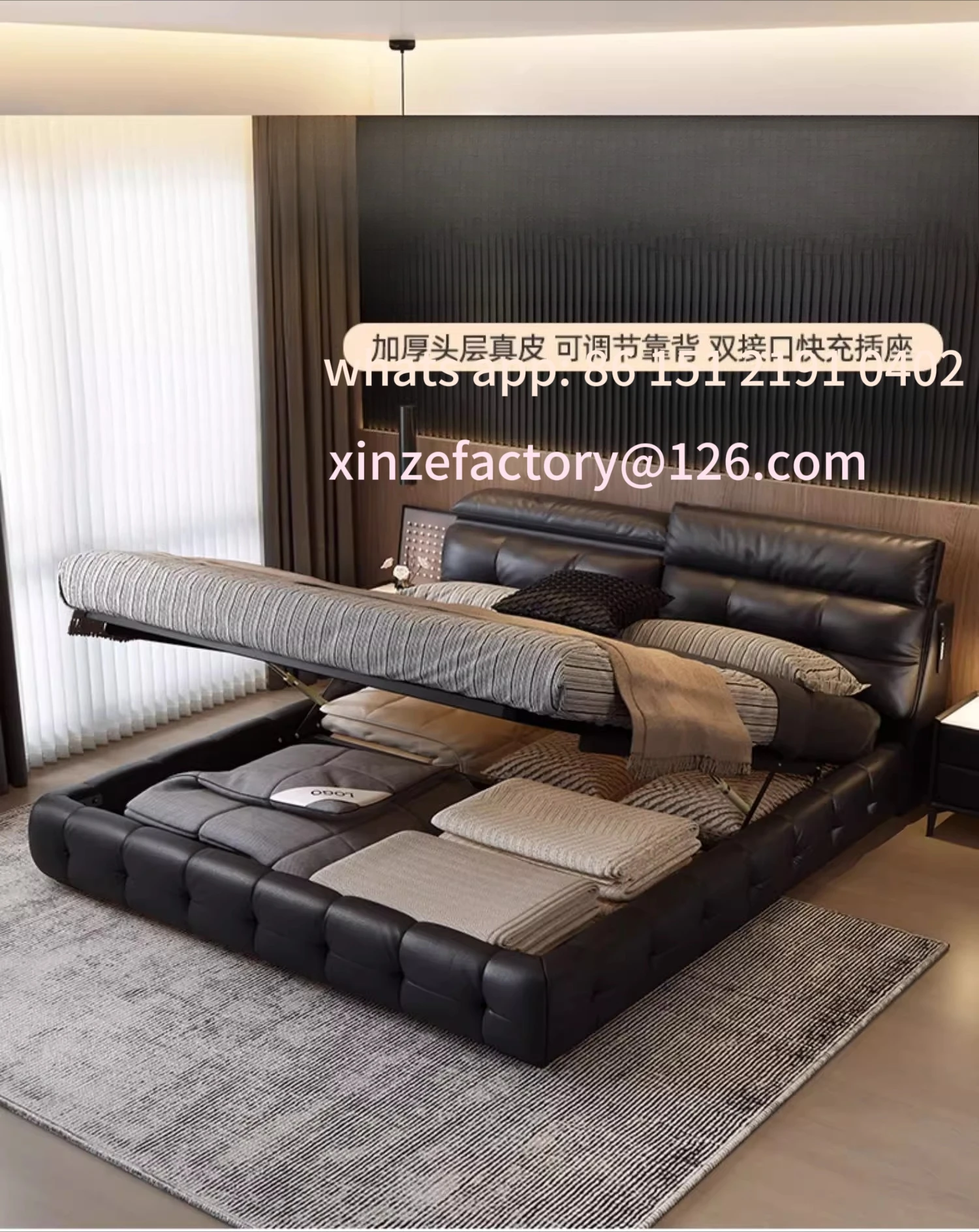 سرير جلدي قابل للتخصيص، غرفة نوم رئيسية، حقيبة ناعمة جديدة لحفلات الزفاف، سرير تخزين مزدوج عالي الجودة