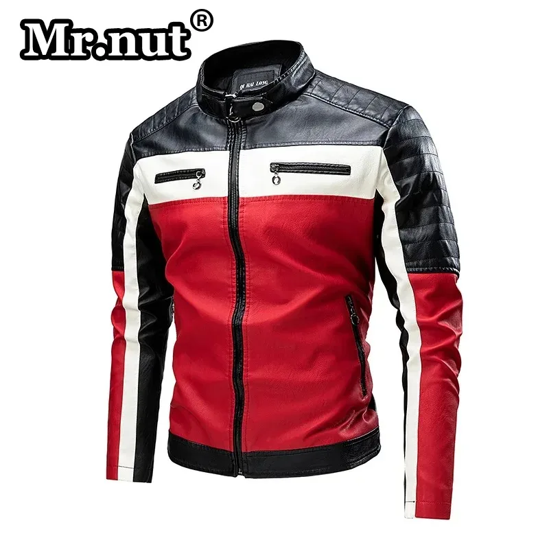 Mr. porca-couro e veludo jaqueta de motocicleta para homens, jaqueta de motociclista, blusão, roupas masculinas, outono e inverno