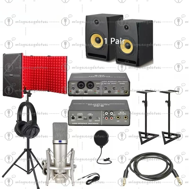 DAYMIC Q24+87U Sound Card Microphone Speaker Set, Professional Dubbing Special Equipment, Full Set Microphone