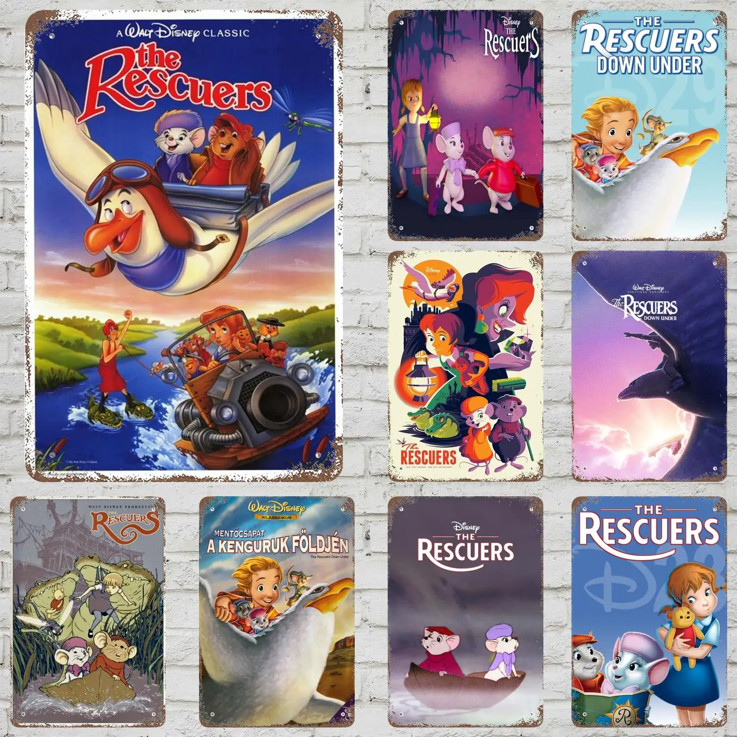 

MINISO The Rescuers Decor Vintage Metal Signs Tin Signs Captain Poster Decor for Bar Pub Club Man Cave Wall Decoration