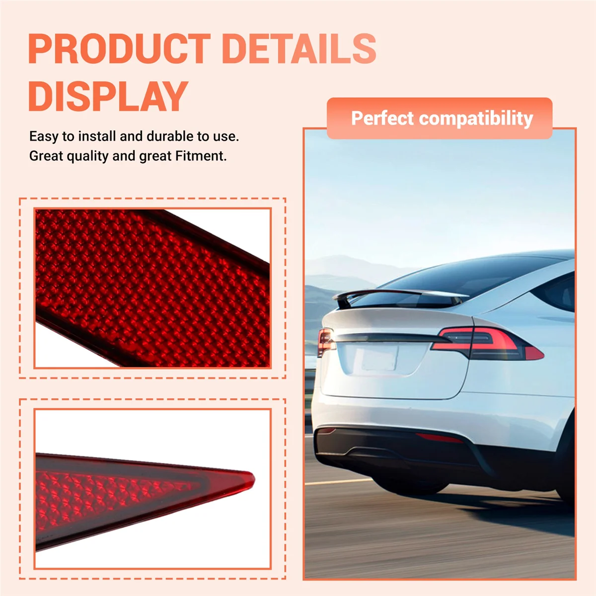 

Superior-Automobile Right Rear Bumper Reflector Light Lamp for Tesla Model X 2018-2023 1034343-00-C