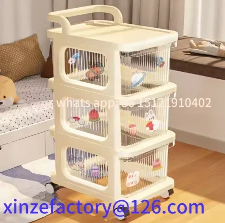 

Customizable Multi-Layer Transparent Trolley Storage Shelf Organizer Drawer-Type Rolling Storage Mobile