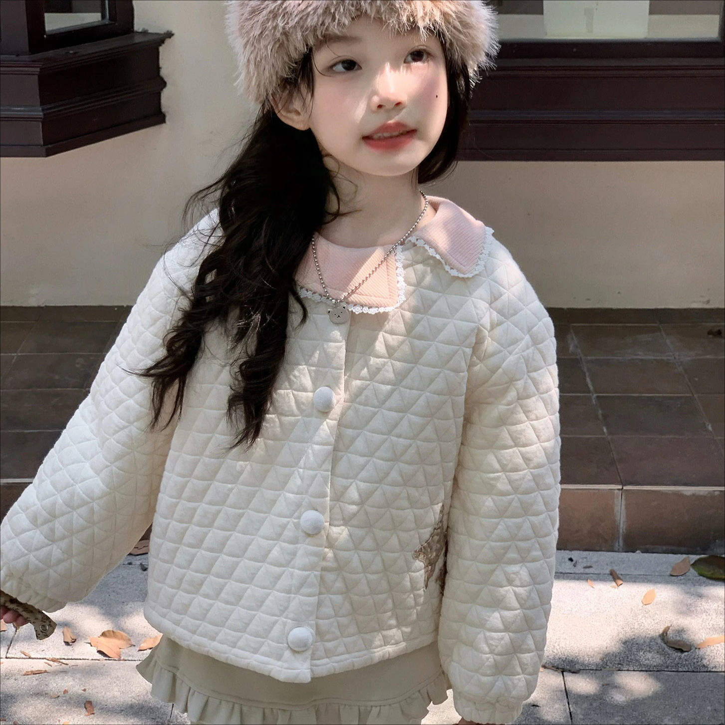 Girls Suit 2026 Autumn and Winter New Childrens Clothing Korean Girl Baby Bright Flash Padded Fart Curtain Pants Two-piece Set