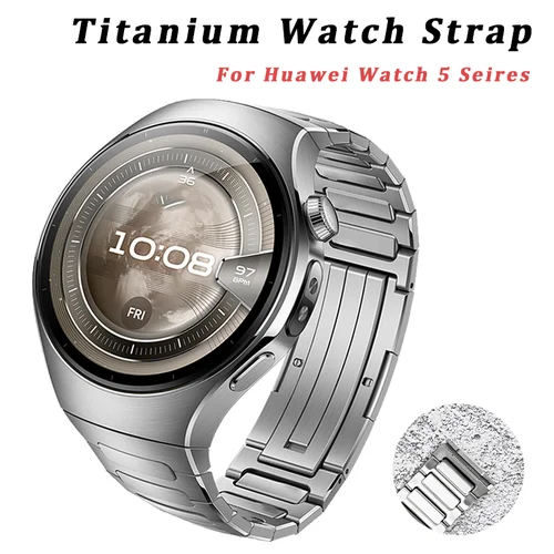 Correa de titanio de lujo Original para Huawei Watch 5, correa de Metal sin huecos de 46MM para Huawei Watch 5, correa de liberación rápida de negocios de 42mm
