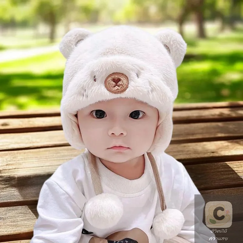 Leuke Winter Warm Kinderen Meisje Jongens Baby Hoeden Fleece Wol Zomen Caps Met Bal Effen Wol Gehoorbescherming Hoeden Zachte Pasgeboren Motorkap