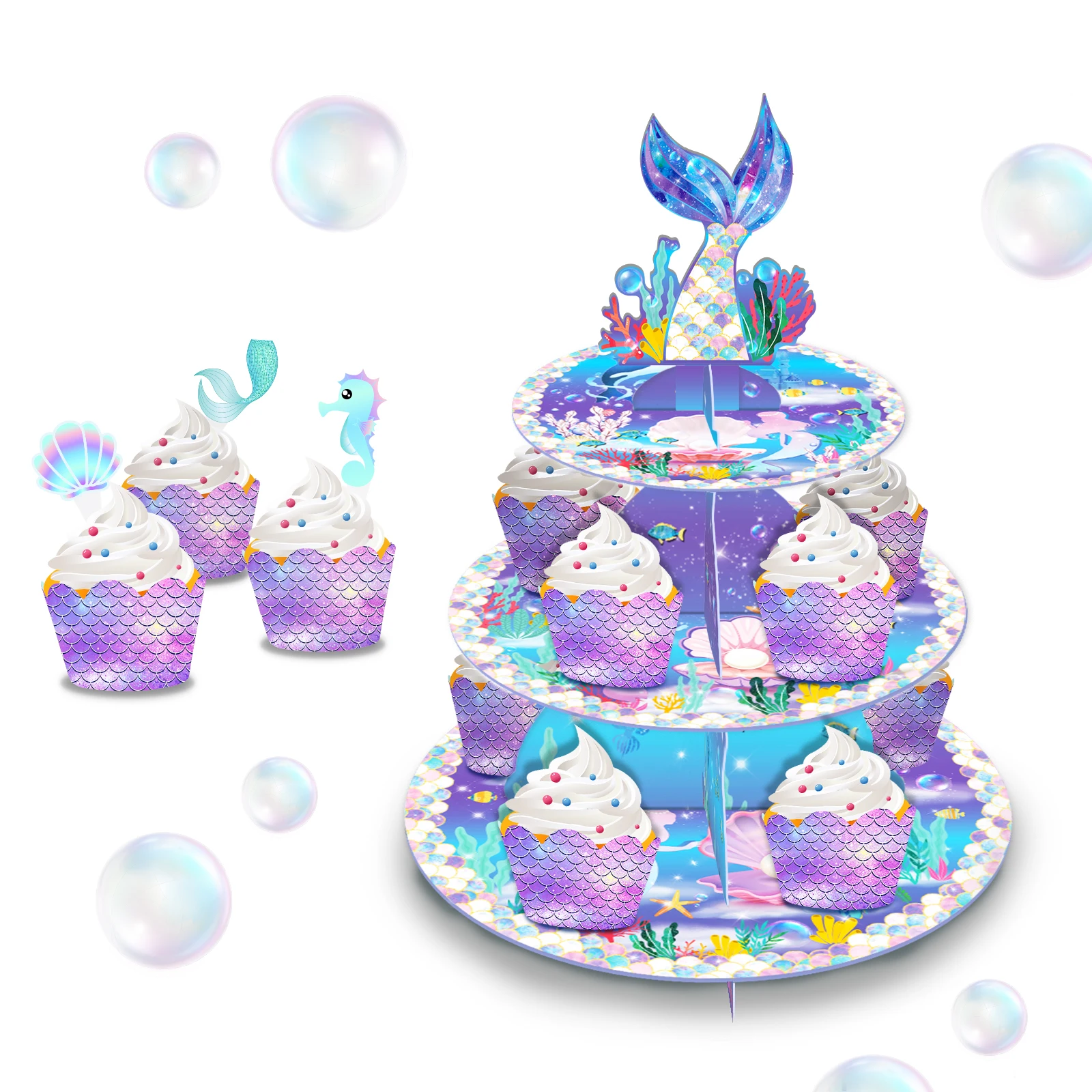 Süßes Mädchen Cartoon Meerjungfrau Kuchenst änder Cupcake Halter Hochzeit Geburtstag Dekorationen Cupcake Topper Baby party Party liefert