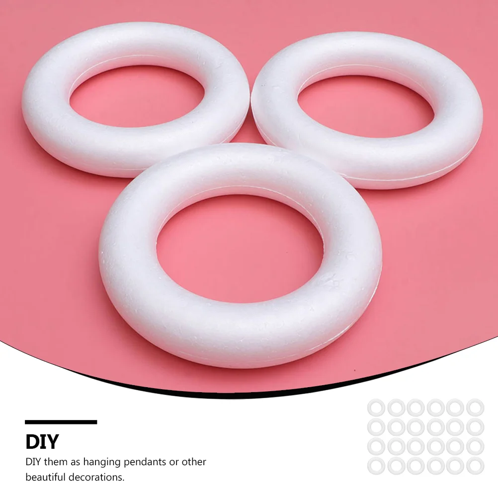 12 Pcs Mini Christmas Ornaments Foam Ring DIY Craft Wreath Making Round Small Circle White