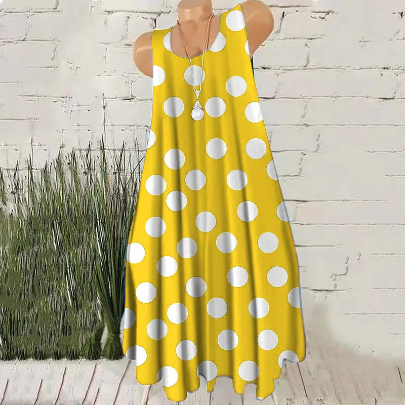 Round Dot Pattern Fashion Women Mini Dresses Summer Sleeveless 3D Printing Street Ladies Trend Dress 3XL Plus Size Casual Dress - Image 6